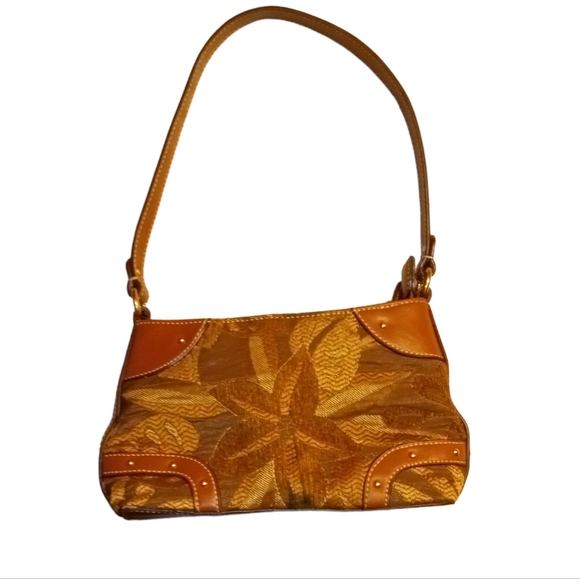 Etienne Aigner Handbags - Etienne Aigner Vintage Tan and Golden Bronze Leafy Hobo Shoulder Purse
